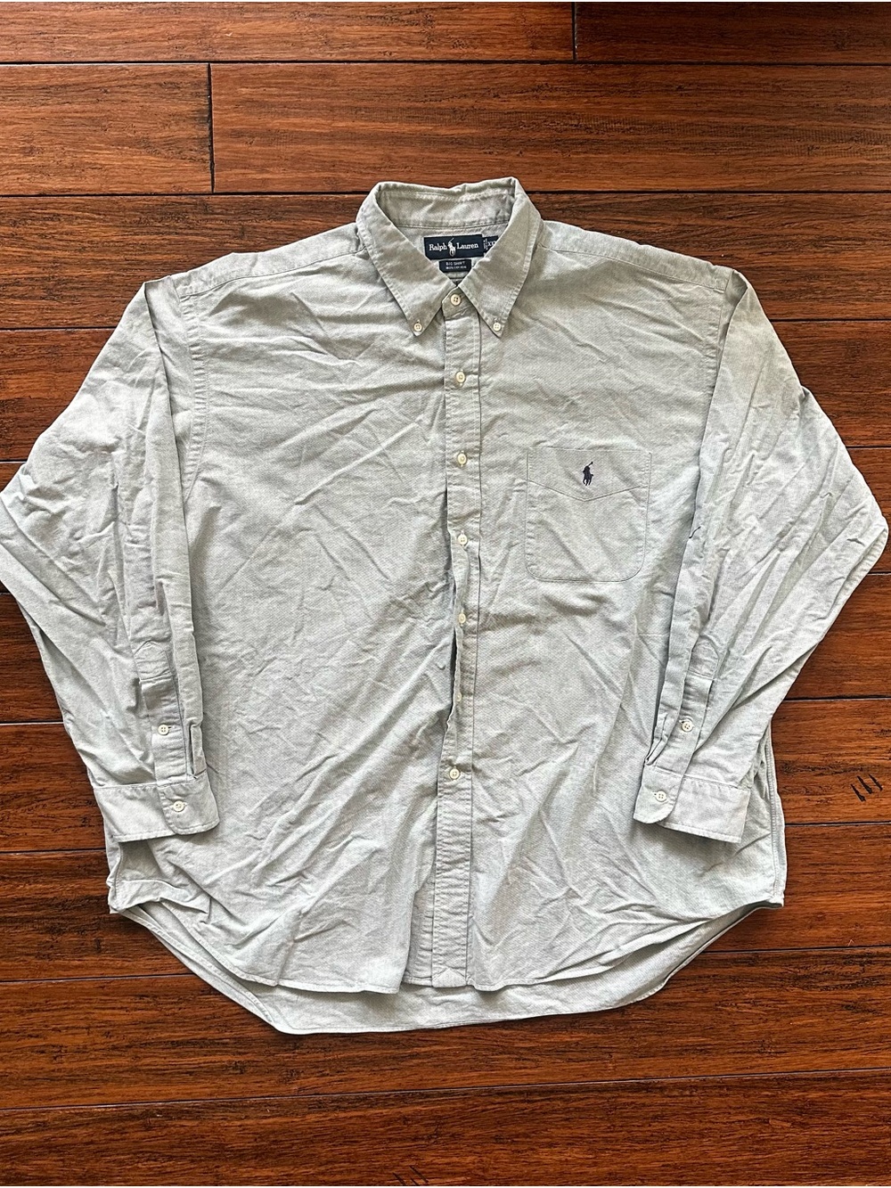 Ralph Lauren Mens XXL Big Shirt Green Oxford Button Down Long Sleeve Pony Preppy - Picture 2 of 8